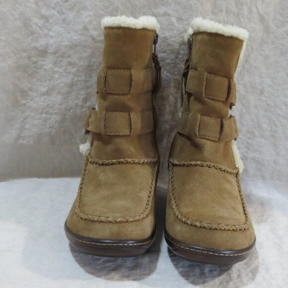 SoftWalk Manchester Suede Leather Boots With Faux Shearling Trim SIZE 8.5 - Picture 5 of 12